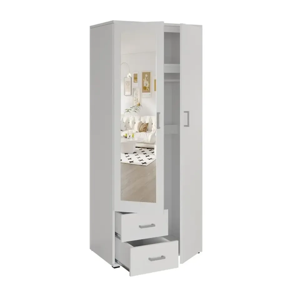 Interiax Kledingkast 'Lena' - Wit - 2 Deurs - 185x80x52cm