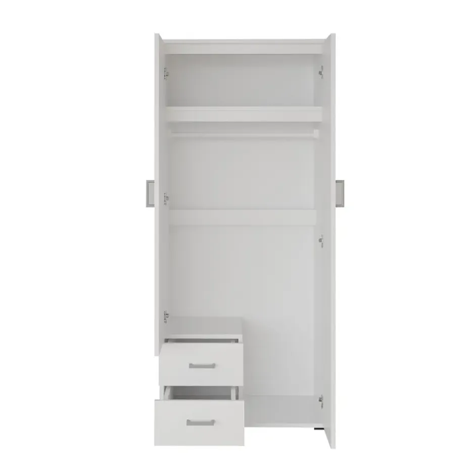 Interiax Kledingkast 'Lena' - Wit - 2 Deurs - 185x80x52cm