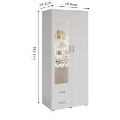 Interiax Kledingkast 'Lena' - Wit - 2 Deurs - 185x80x52cm