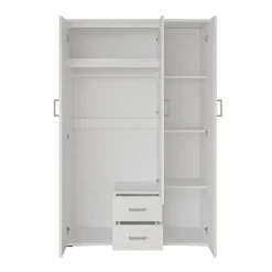 Interiax Kledingkast 'Lena' - Wit - 3 Deurs - 185x120x52cm