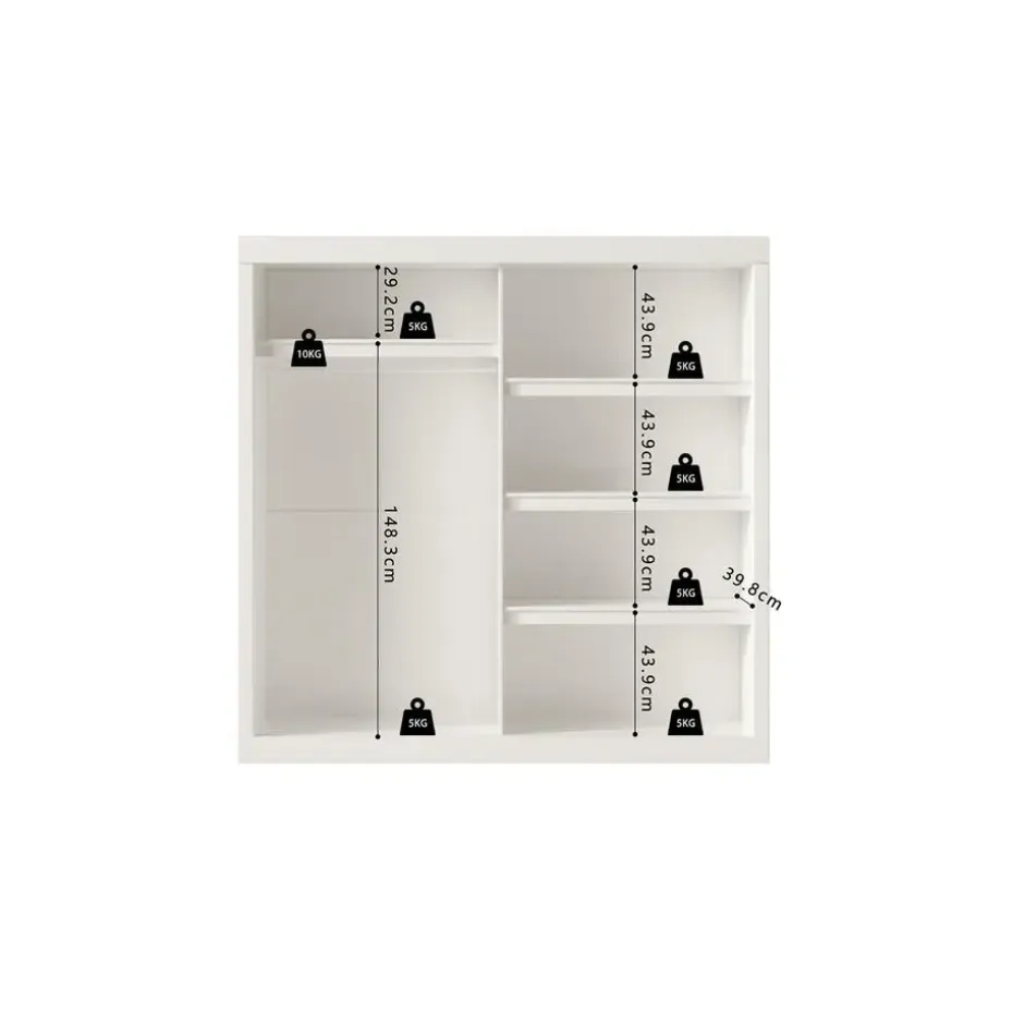 Interiax Kledingkast 'Mila' - Wit - Schuifdeurkast - 197x182x52 cm