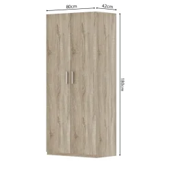 Interiax Kledingkast 'Mila' - Sonoma Eik - 2 Deurs - 180x80x42 cm