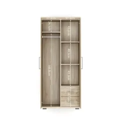 Interiax Kledingkast 'Mila' - Sonoma Eik - 2 Deurs - 183x80x52cm