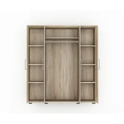 Interiax Kledingkast 'Mila' - Sonoma Eik - 4 Deurs - 183x160x52cm