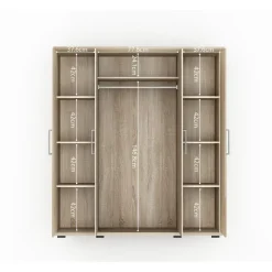 Interiax Kledingkast 'Mila' - Sonoma Eik - 4 Deurs - 183x160x52cm