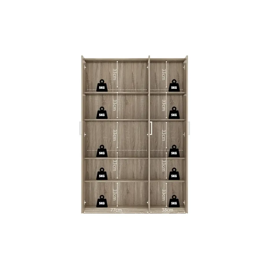 Interiax Kledingkast 'Mila' - Sonoma Eik - 3 Deurs - 180x120x42 cm