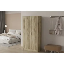 Interiax Opbergkast - Kledingkast 'Aurora' - Sonoma Eik - 2 Deurs - 148x72x36cm