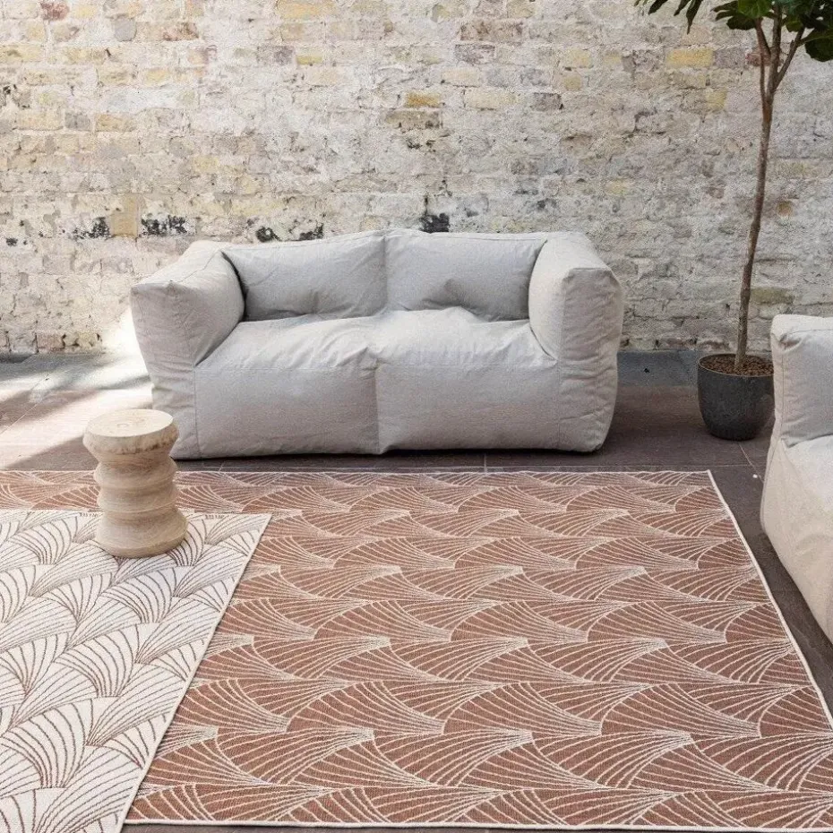 Interieur05 Buitenkleed Deco roest/wit - 290 x 200 cm