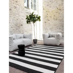 Interieur05 Buitenkleed Stripes zwart/wit dubbelzijdig - 290 x 200 cm