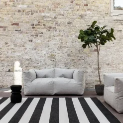 Interieur05 Buitenkleed Stripes zwart/wit dubbelzijdig - 290 x 200 cm