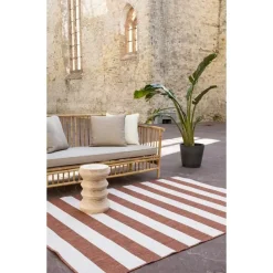 Interieur05 Buitenkleed Stripes roest/wit dubbelzijdig - 290 x 200 cm