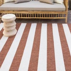 Interieur05 Buitenkleed Stripes roest/wit dubbelzijdig - 290 x 200 cm