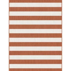 Interieur05 Buitenkleed Stripes roest/wit dubbelzijdig - 340 x 240 cm