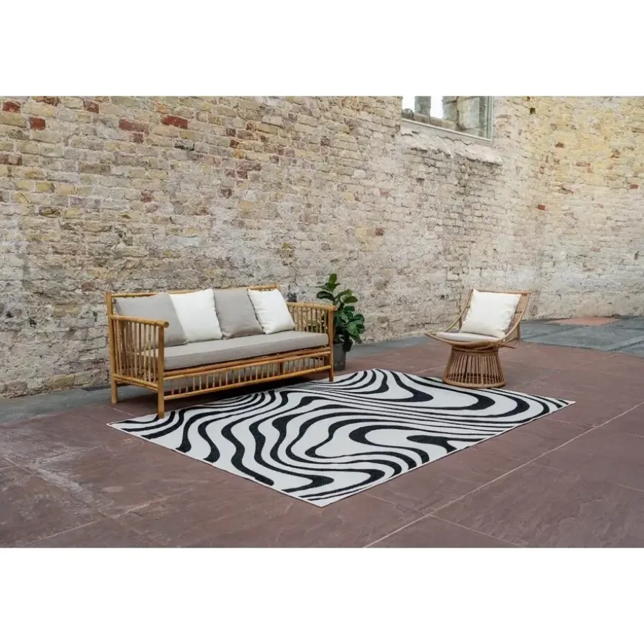 Interieur05 Buitenkleed Swirl Zwart - 290 x 200 cm
