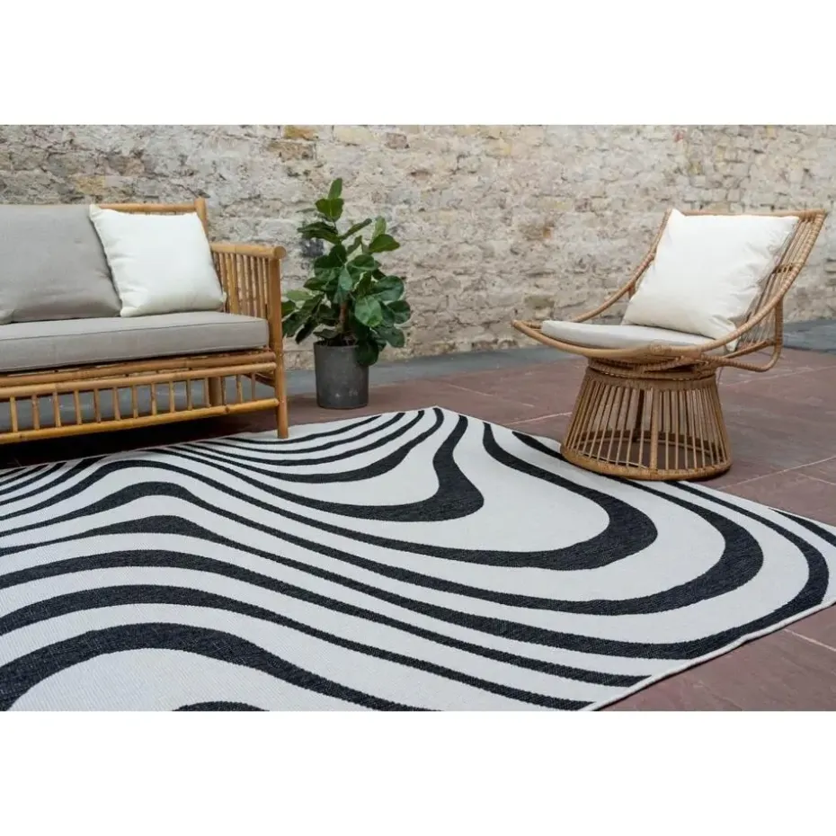Interieur05 Buitenkleed Swirl Zwart - 290 x 200 cm