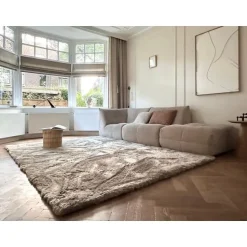 Interieur05 Hoogpolig vloerkleed Odelia beige/wit - 160 x 230 cm