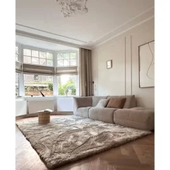 Interieur05 Hoogpolig vloerkleed Odelia beige/wit - 160 x 230 cm