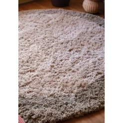 Interieur05 hoogpolig vloerkleed polyester Pilo groen/beige - 160 x 160 cm