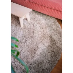 Interieur05 hoogpolig vloerkleed polyester Pilo groen/beige - 160 x 160 cm