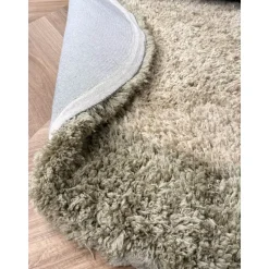 Interieur05 hoogpolig vloerkleed polyester Pilo groen/beige - 160 x 160 cm