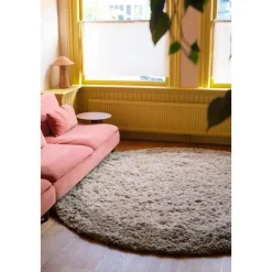 Interieur05 hoogpolig vloerkleed polyester Pilo groen/beige - 160 x 160 cm