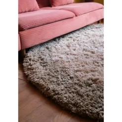 Interieur05 hoogpolig vloerkleed polyester Pilo groen/beige - 160 x 160 cm