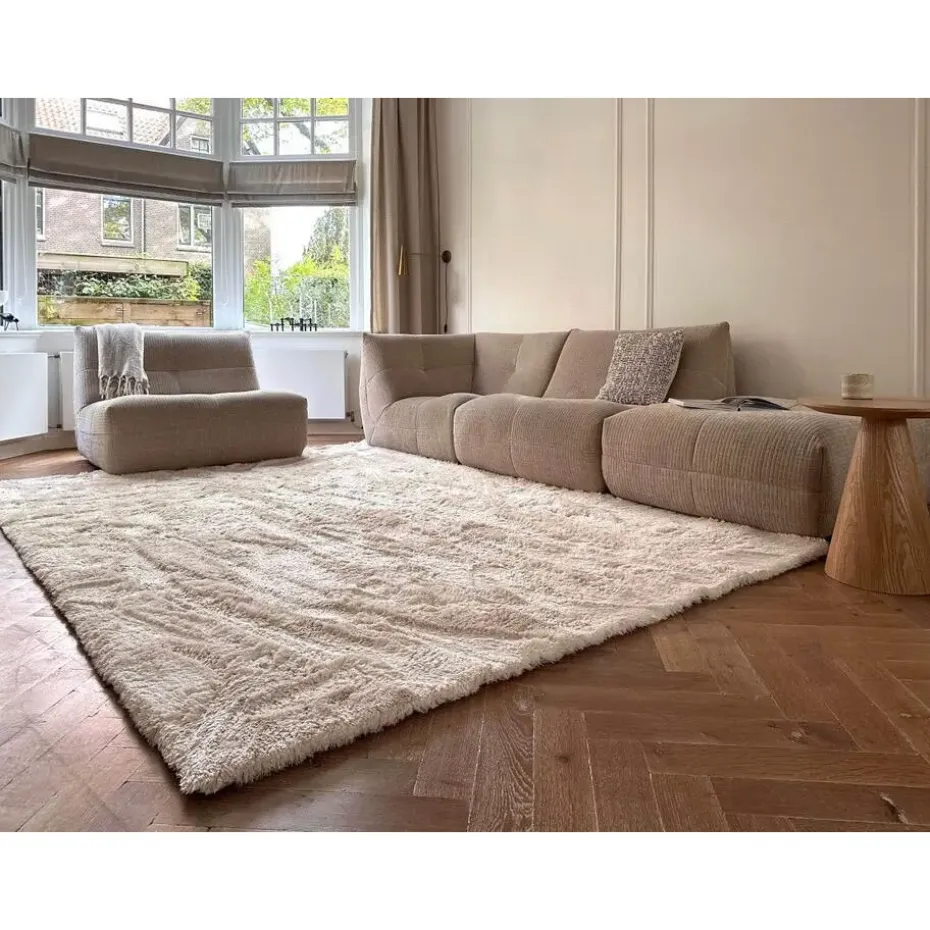 Interieur05 Hoogpolig vloerkleed Odelia beige/wit - 200 x 290 cm