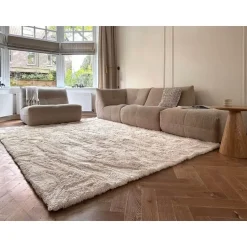 Interieur05 Hoogpolig vloerkleed Odelia beige/wit - 80 x 150 cm