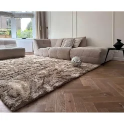 Interieur05 Hoogpolig vloerkleed Odelia Bruin/taupe - 160 x 230 cm