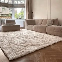 Interieur05 Hoogpolig vloerkleed Odelia beige/wit - 160 x 230 cm