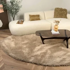 Interieur05 organisch hoogpolig vloerkleed Furr Stone bruin - 160 x 230 cm