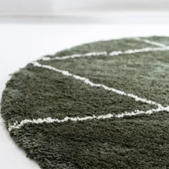 Interieur05 rond berber vloerkleed Nea groen/cream - 160 x 160 cm