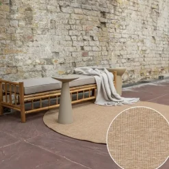 Interieur05 rond buitenkleed jute naturel uni - 240 x 240 cm