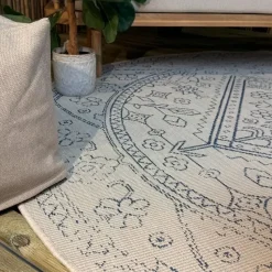 Interieur05 rond buitenkleed blauw Nova - 200 x 200 cm