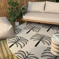 Interieur05 rond buitenkleed zwart/wit Oase - 200 x 200 cm