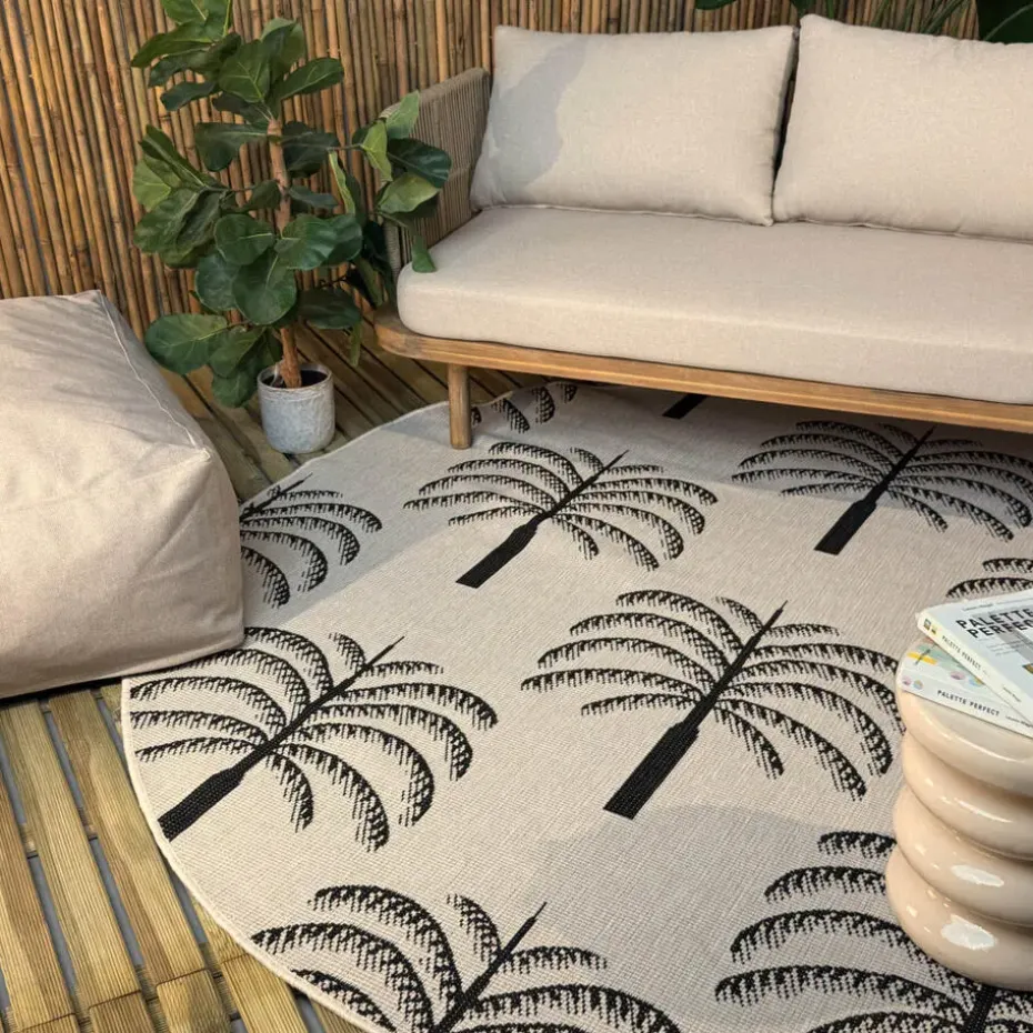 Interieur05 rond buitenkleed zwart/wit Oase - 200 x 200 cm