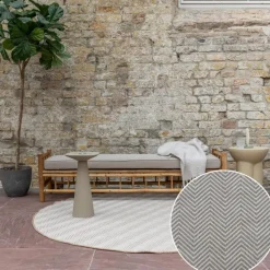 Interieur05 rond buitenkleed jute naturel zigzag - 200 x 200 cm