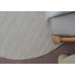Interieur05 rond buitenkleed jute naturel zigzag - 200 x 200 cm