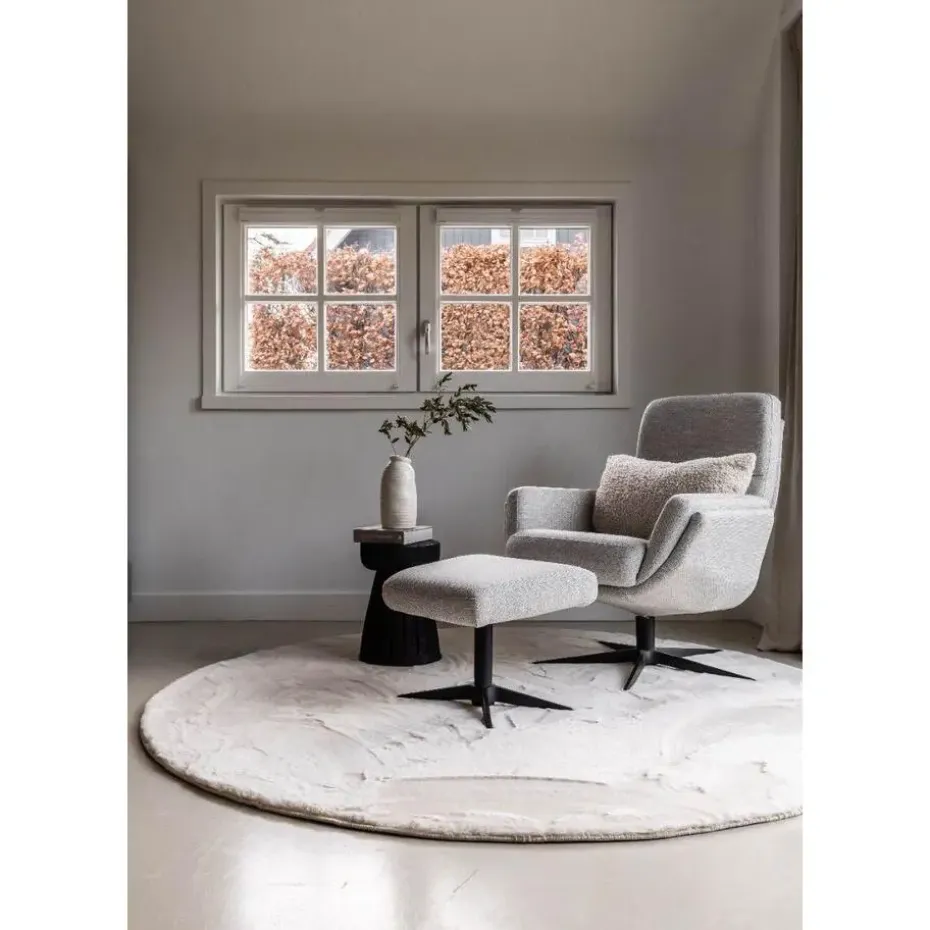 Interieur05 Rond Hoogpolig Vloerkleed Lux Creme - 160 x 160 cm