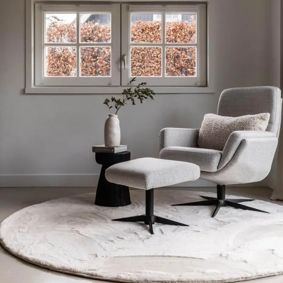 Interieur05 Rond Hoogpolig Vloerkleed Lux Creme - 160 x 160 cm