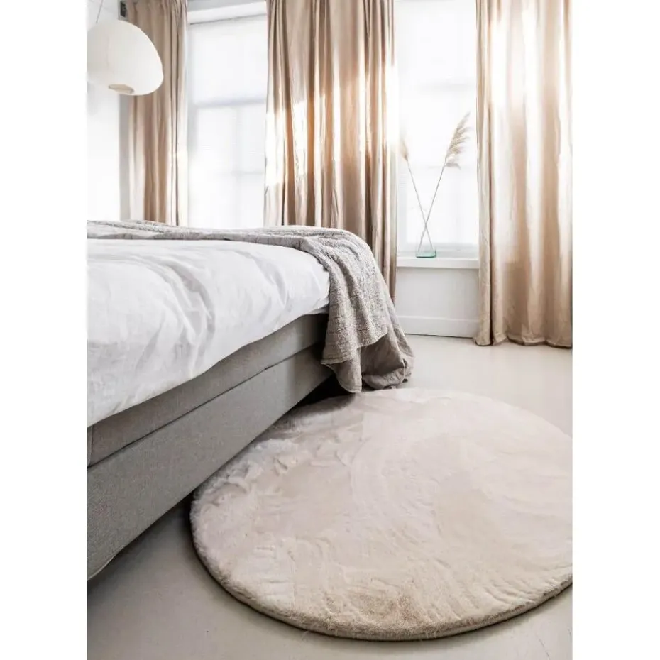 Interieur05 Rond Hoogpolig Vloerkleed Lux Creme - 160 x 160 cm