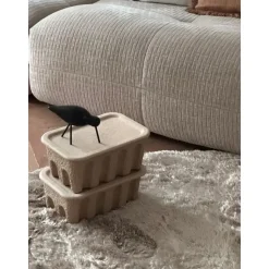 Interieur05 Rond Hoogpolig vloerkleed Odelia beige/wit - 200 x 200 cm