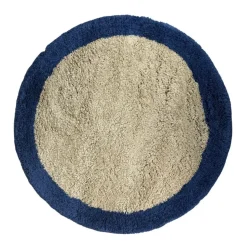 Interieur05 rond hoogpolig vloerkleed polyester Pilo beige/blauw - 240 x 240 cm