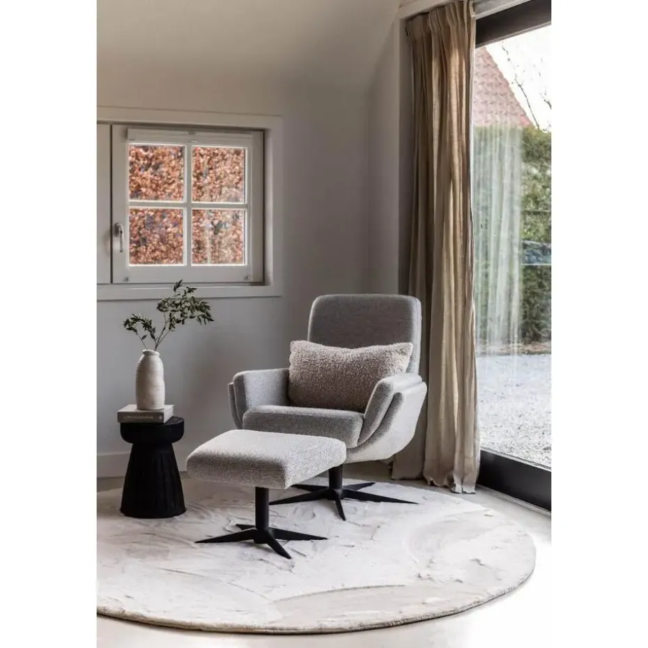 Interieur05 Rond Hoogpolig Vloerkleed Lux Creme - 240 x 240 cm