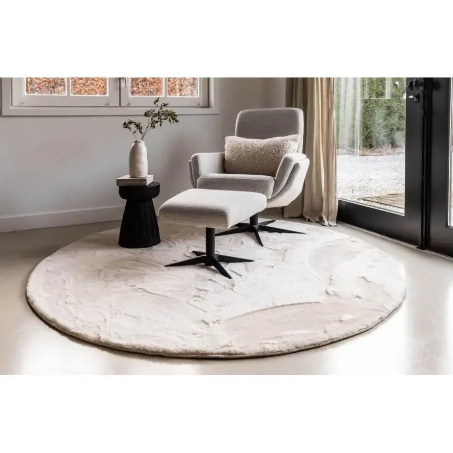 Interieur05 Rond Hoogpolig Vloerkleed Lux Creme - 240 x 240 cm