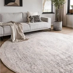 Interieur05 rond vintage Aila vloerkleed zand/beige - 190 x 190 cm
