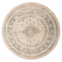 Interieur05 rond vintage Aila vloerkleed zand/beige - 160 x 160 cm