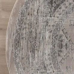 Interieur05 rond vintage Aila vloerkleed zand/beige - 160 x 160 cm