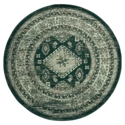 Interieur05 rond vintage vloerkleed Aila groen - 120 x 120 cm