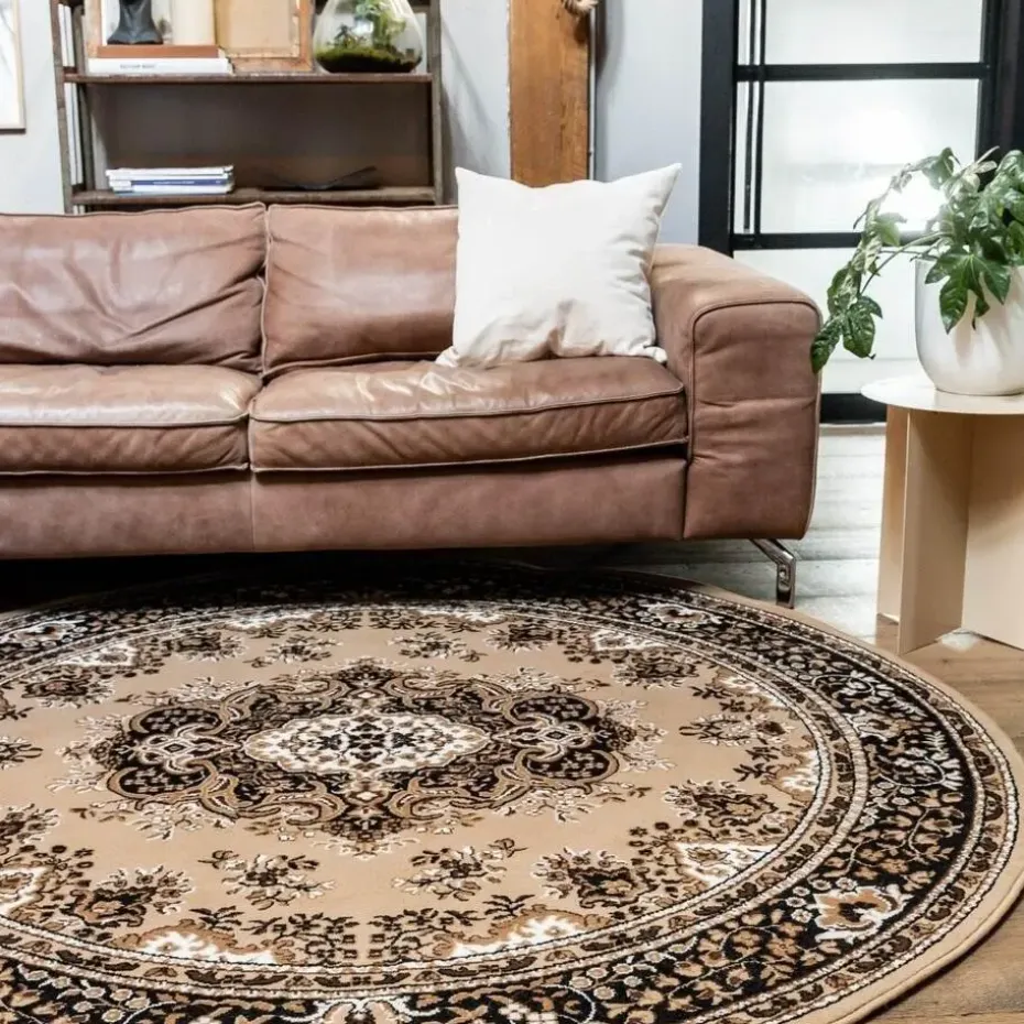 Interieur05 rond vintage Vloerkleed Nain Perzisch bruin - 100 x 100 cm